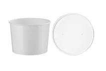Huhtamaki 12oz Squat White Food Container with Paper Lid Huhtamaki 12oz Squat White Food Container with Paper Lid
