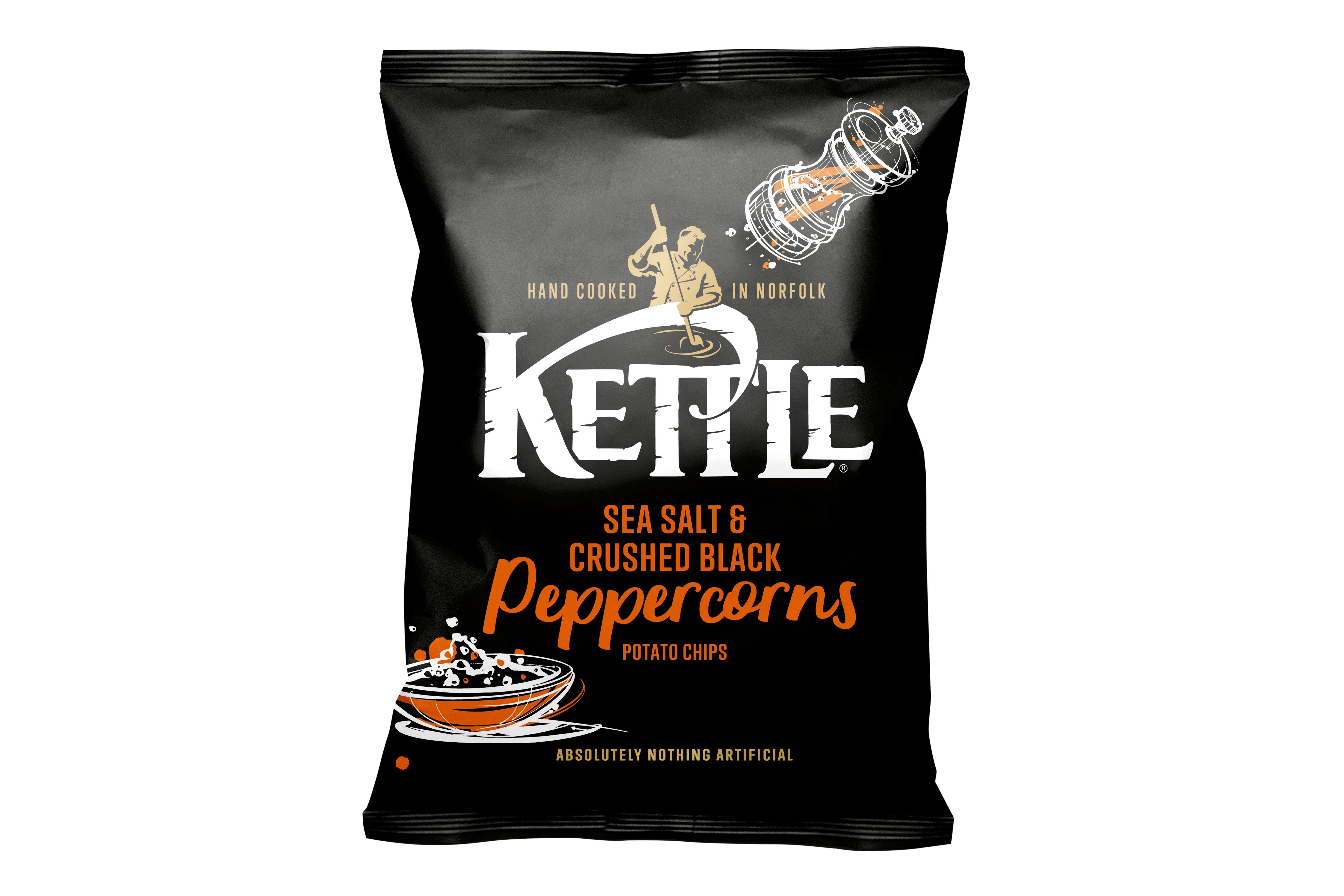 KETTLE Chips Sea Salt & Crushed Black Peppercorns 40g 18 x 40g