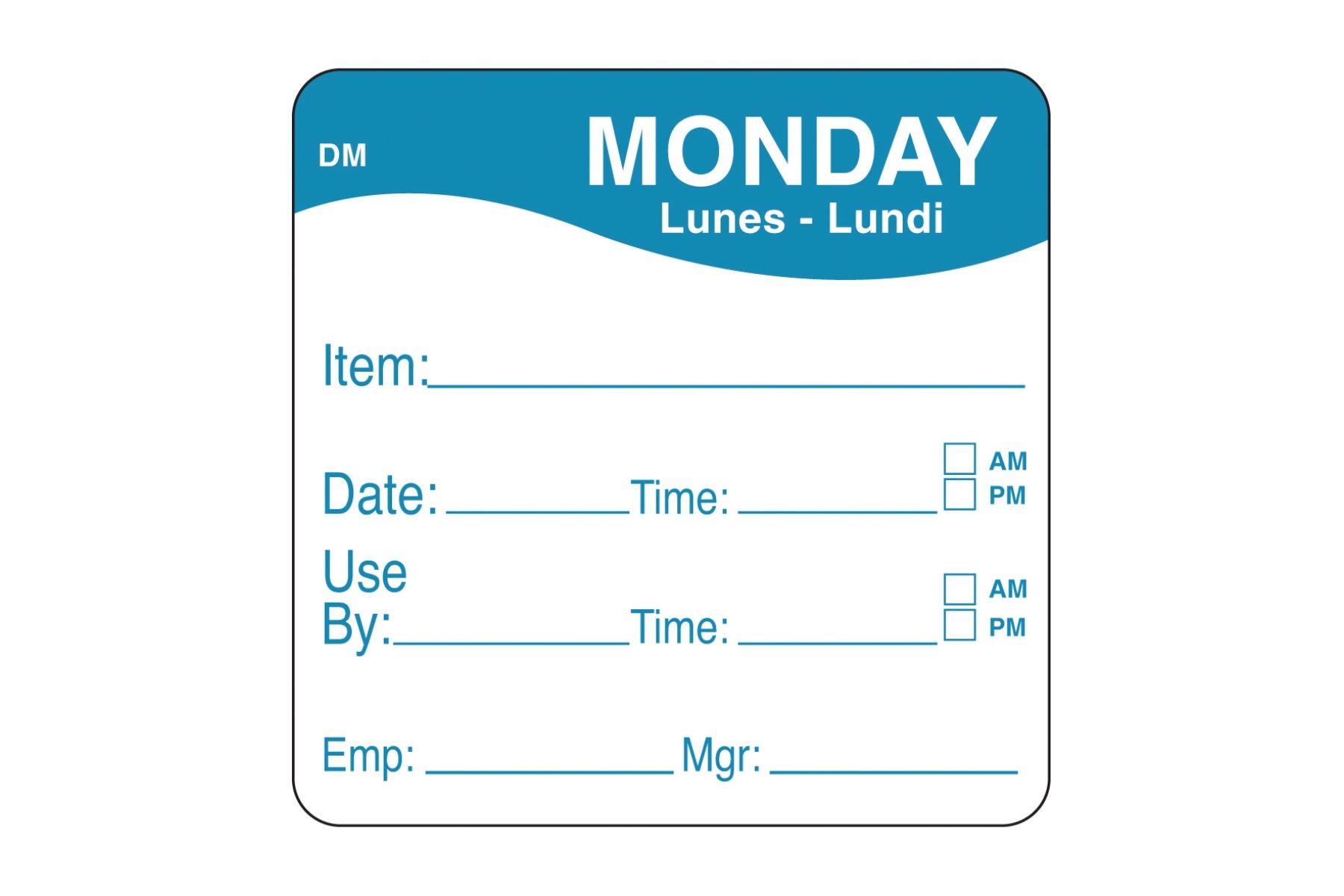 51mm Dissolvable Label 'Monday'     1 x 250