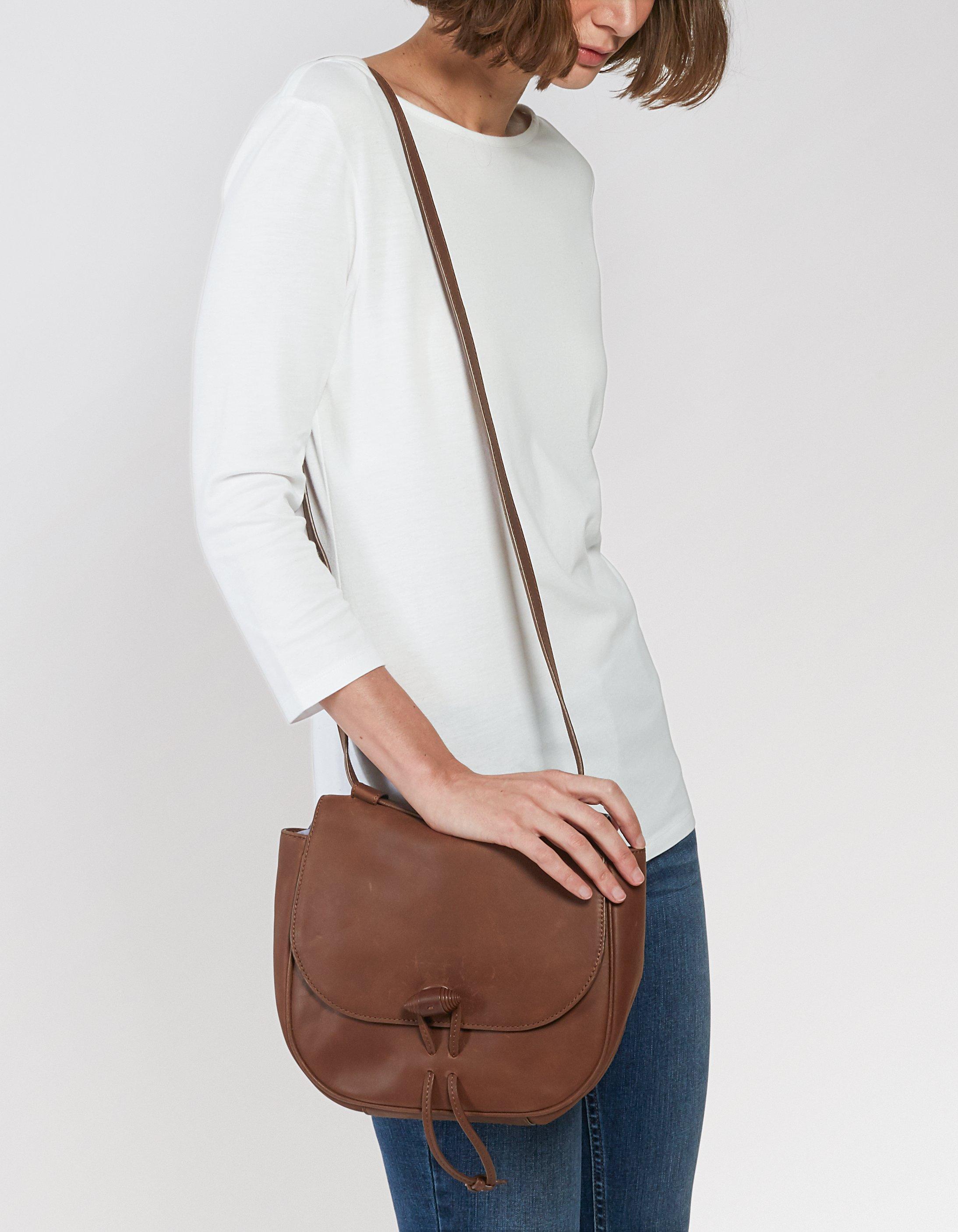 fat face tan leather bag