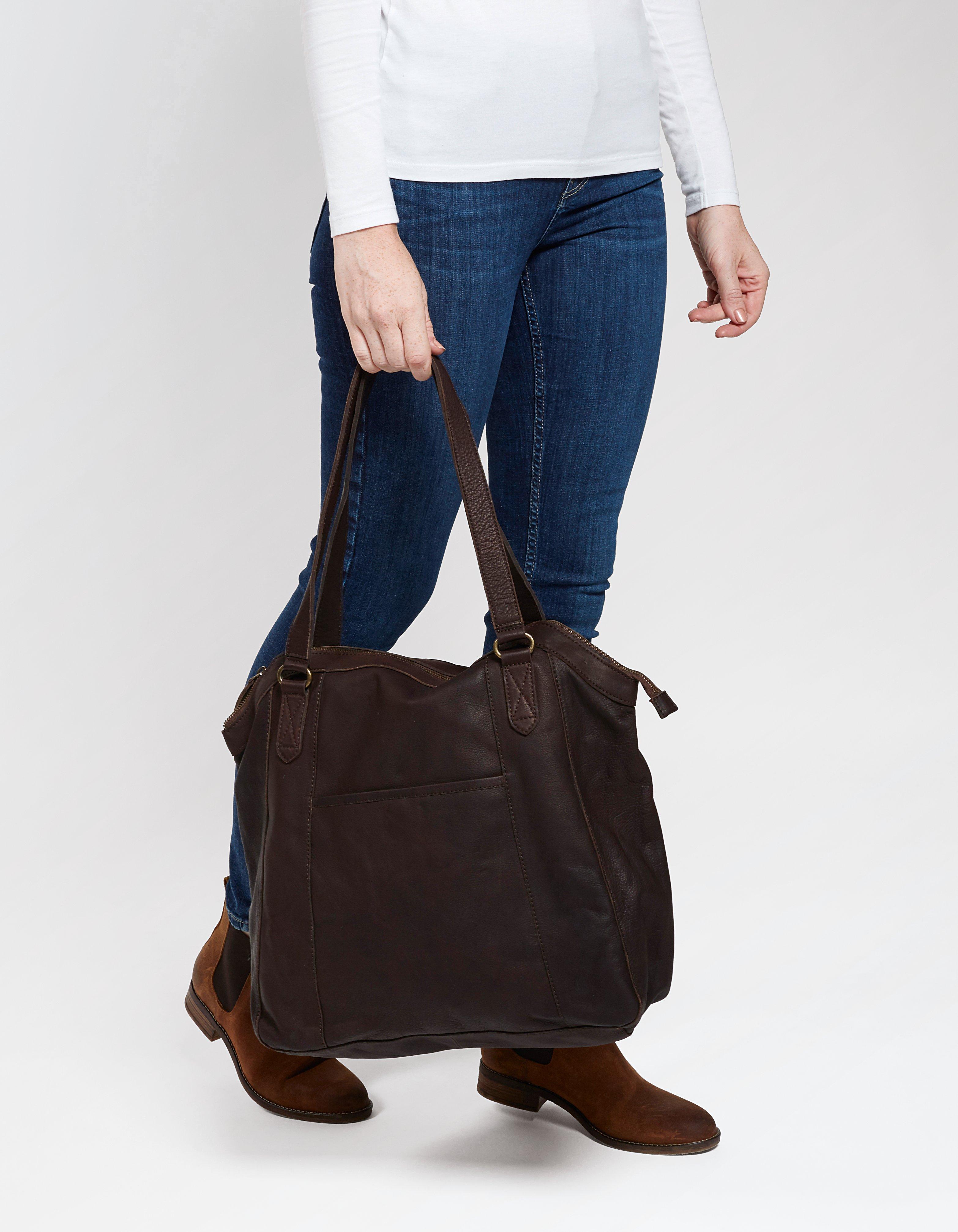 fat face large leather tote bag