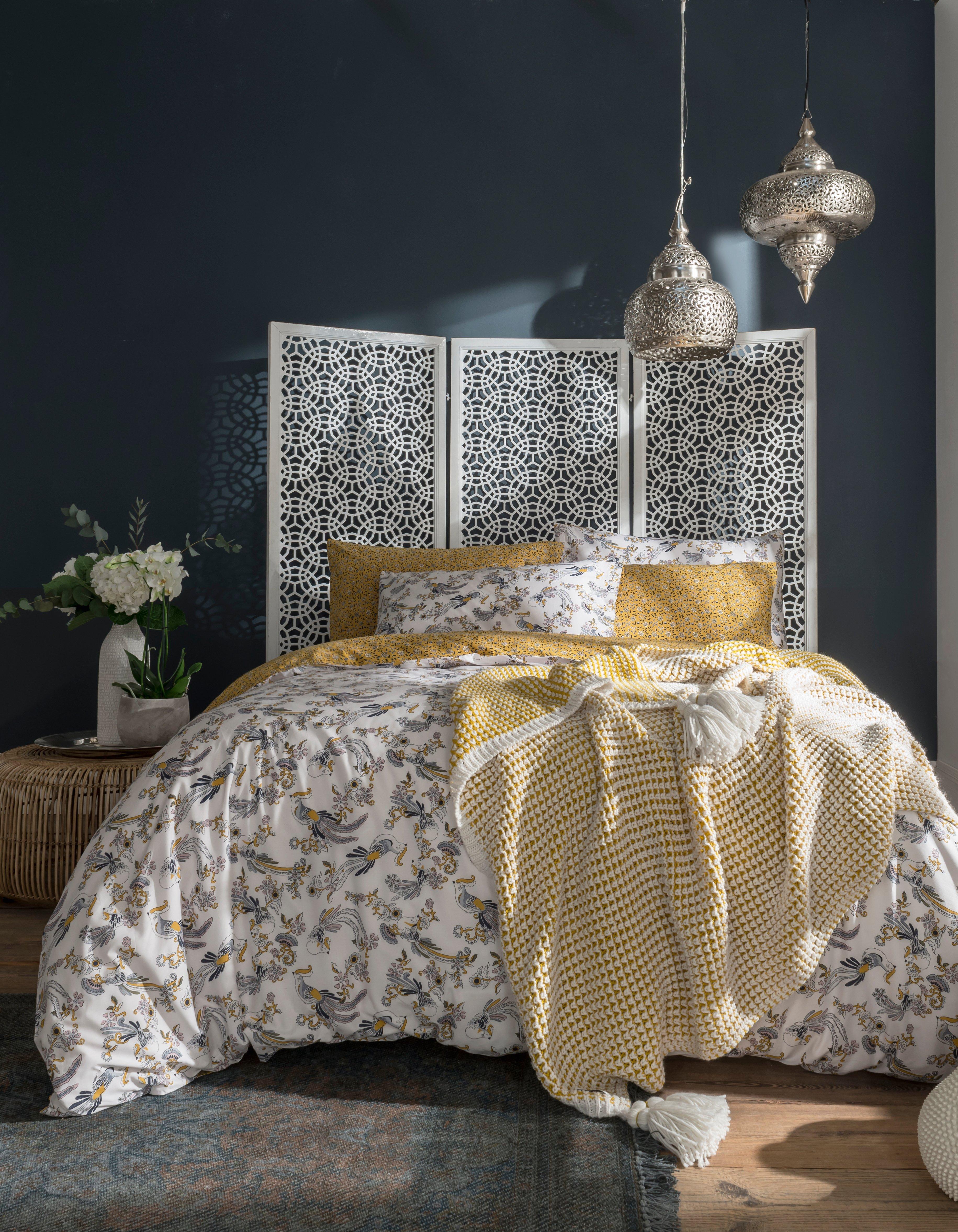 Ochre Oriental Bird Double Duvet Cover Set Bedding Fatface Com