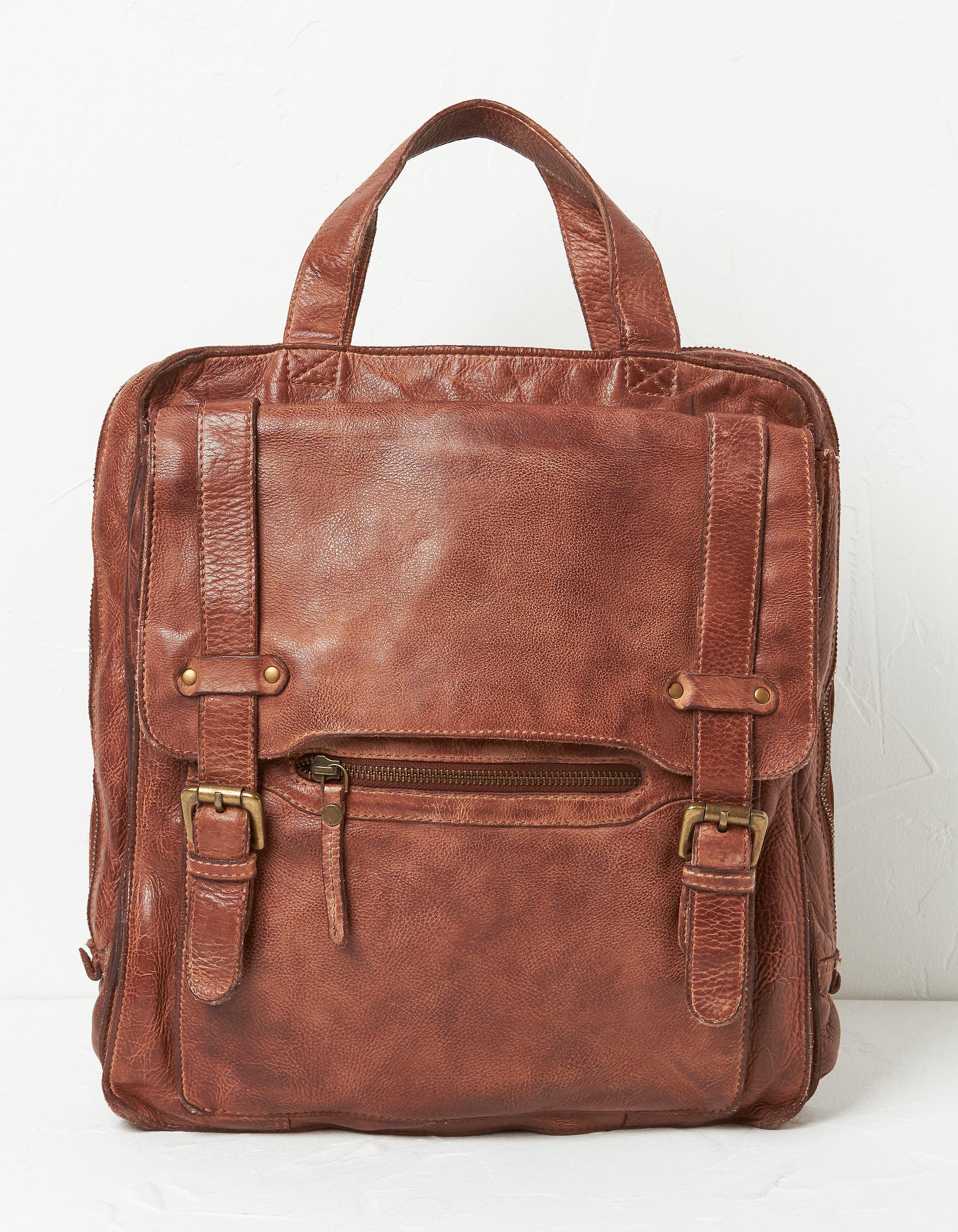 fat face leather backpack