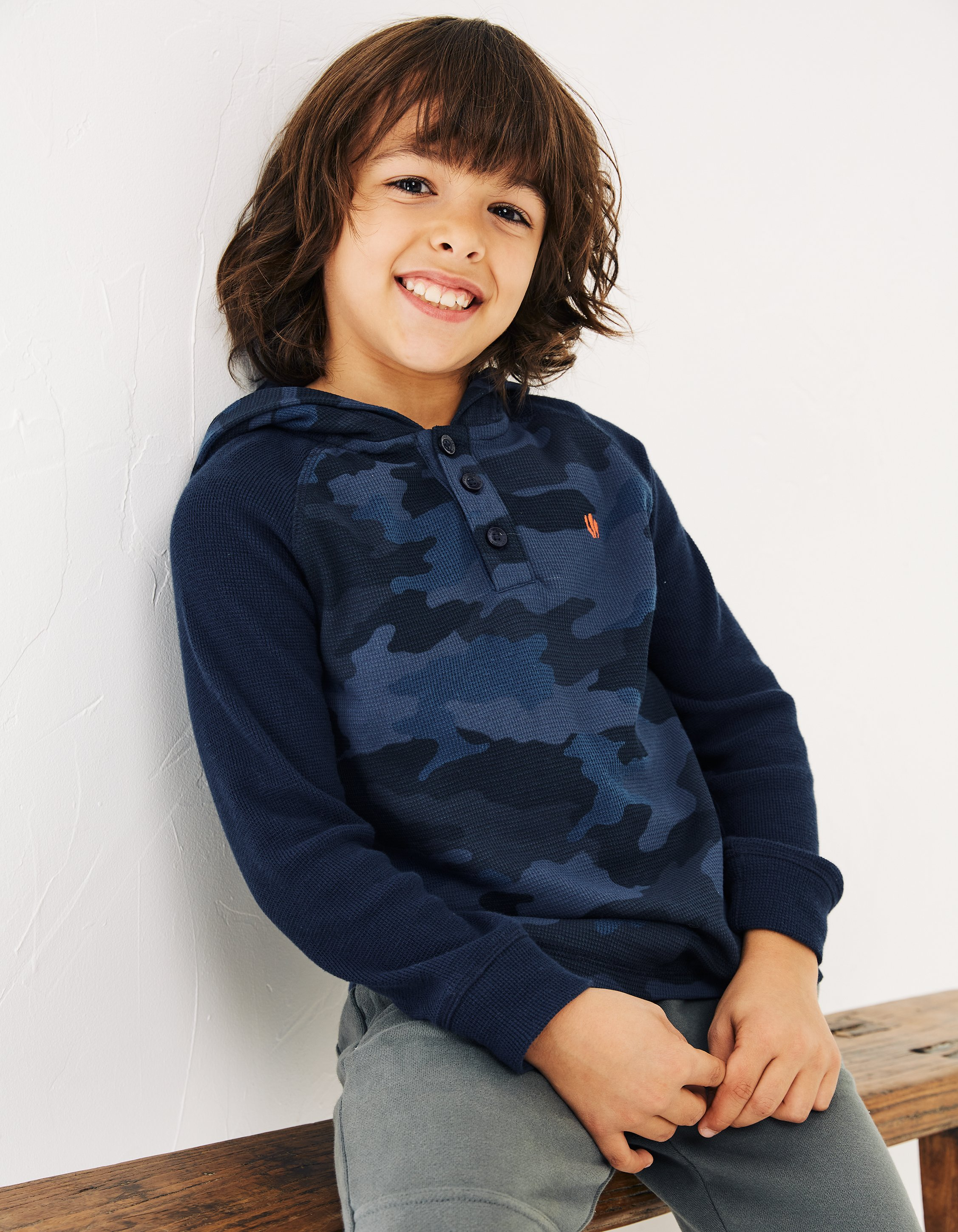 Kid’s Camo Print Hooded Long Sleeve T-Shirt