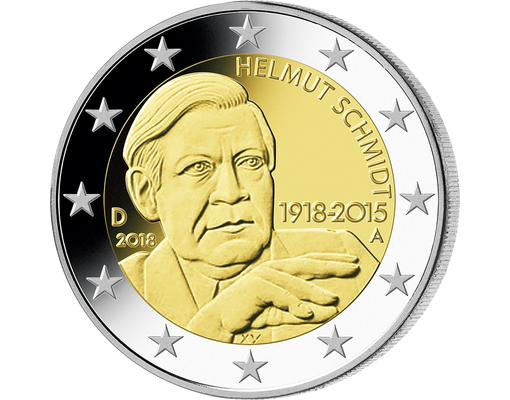 2-Euro-Komplettsatz 2018 "100. Geburtstag Helmut Schmidt" mit allen