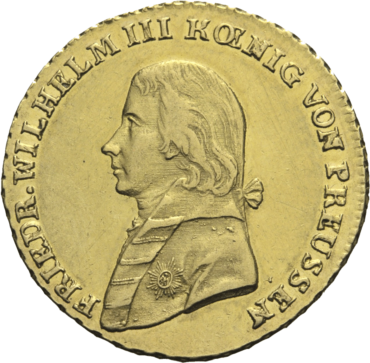 Die Vorderseite der Goldmünze "Friedrich Wilhelm III."