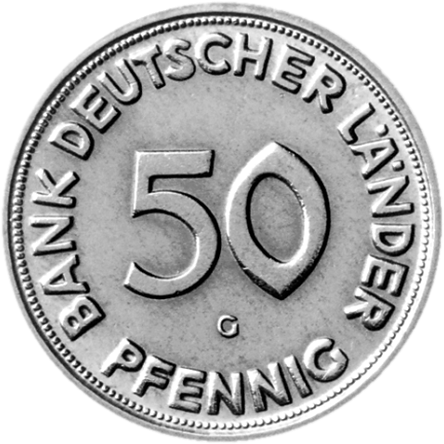 50 Pfennigmünze Bank Deutscher Länder