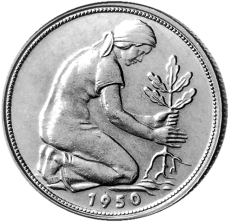 50 Pfenningmünze 1950 Vorderseite