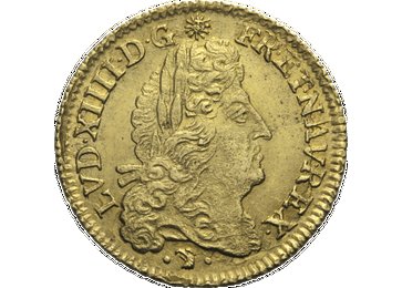 Die Vorderseite der Goldmünze "Ludwig XIV."