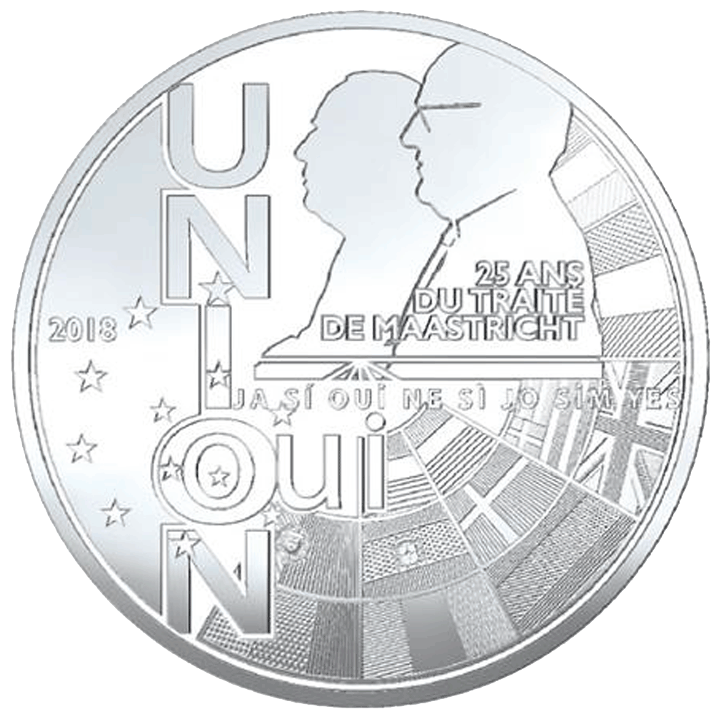 10 Euro Silbermünze Frankreich 25 Jahre Vertrag Von Maastricht 2018