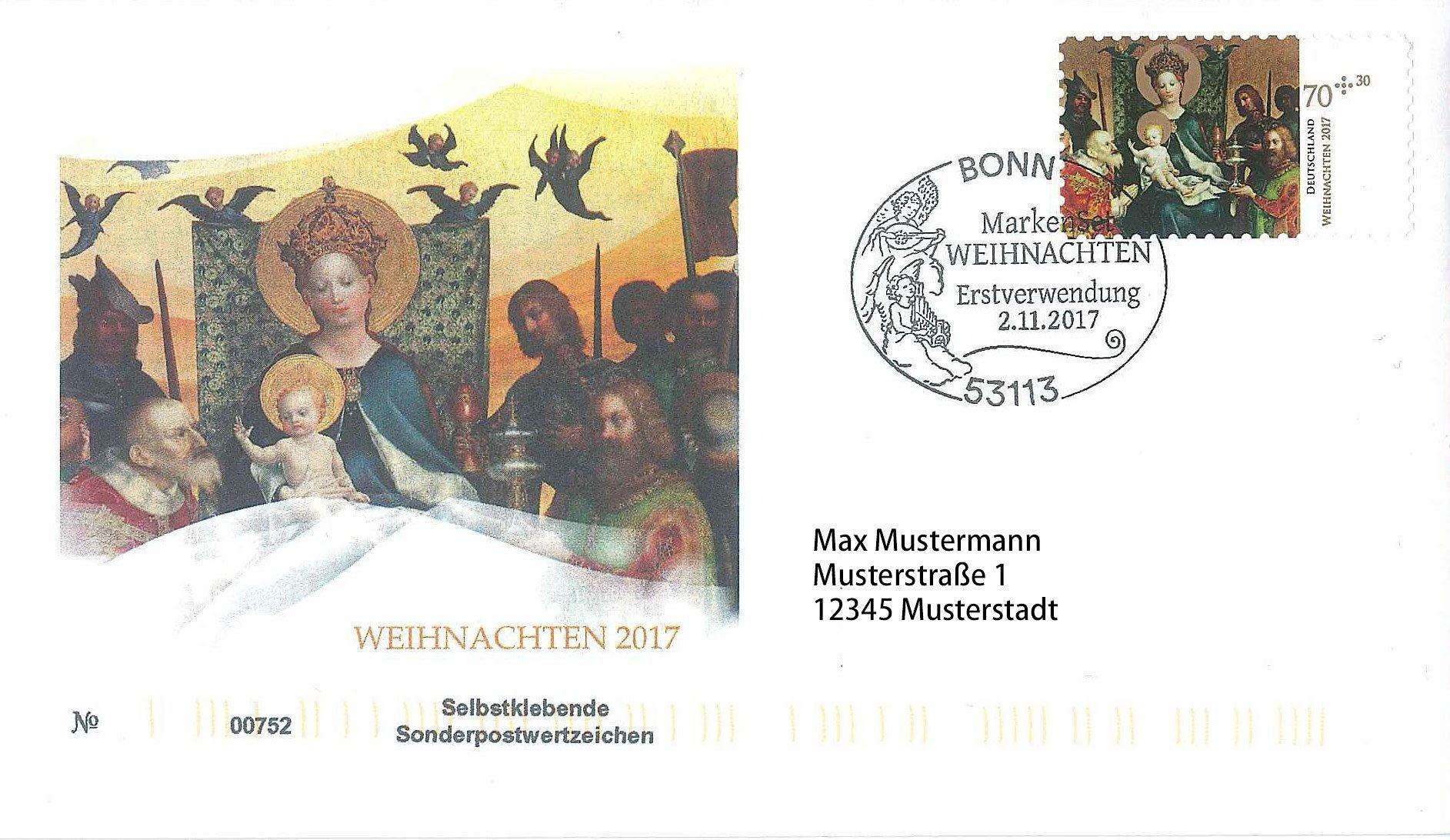 Ersttagsbrief Weihnachten 2017 Bonn