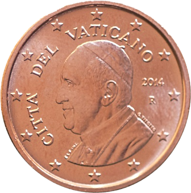 5 Euro Cent Rückseite Vatikan 2014