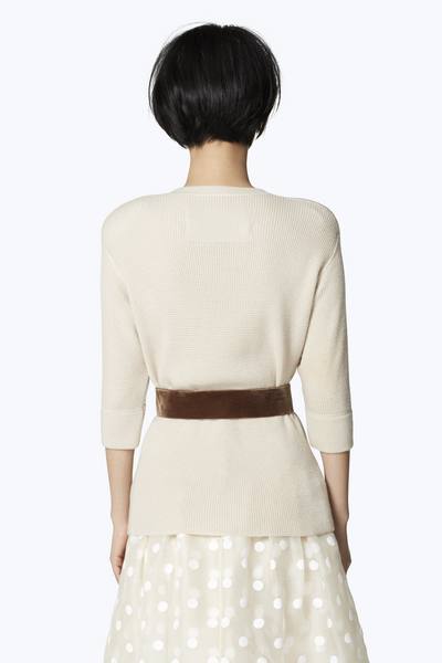 Thermal-Knit Sweater with Velvet Belt-Alternate view