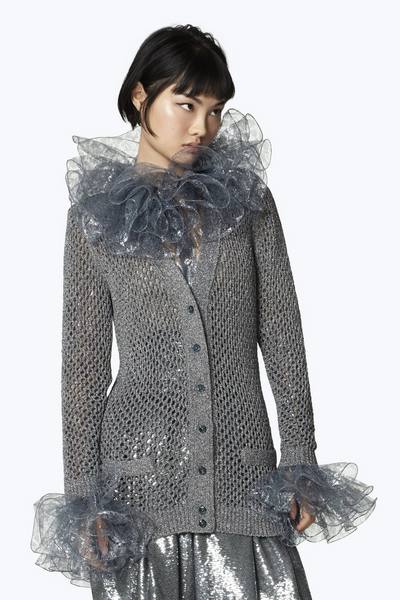 Metallic Wool-Blend Cardigan