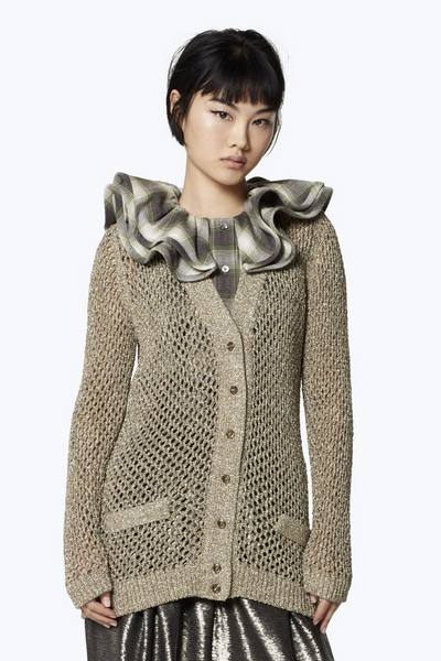 Metallic Wool-Blend Cardigan