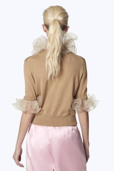 Elbow-Sleeve Ruffle Wool Cardigan-Alternate view