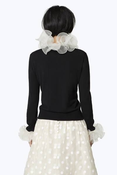 Long-Sleeve Ruffle Wool Cardigan-Alternate view