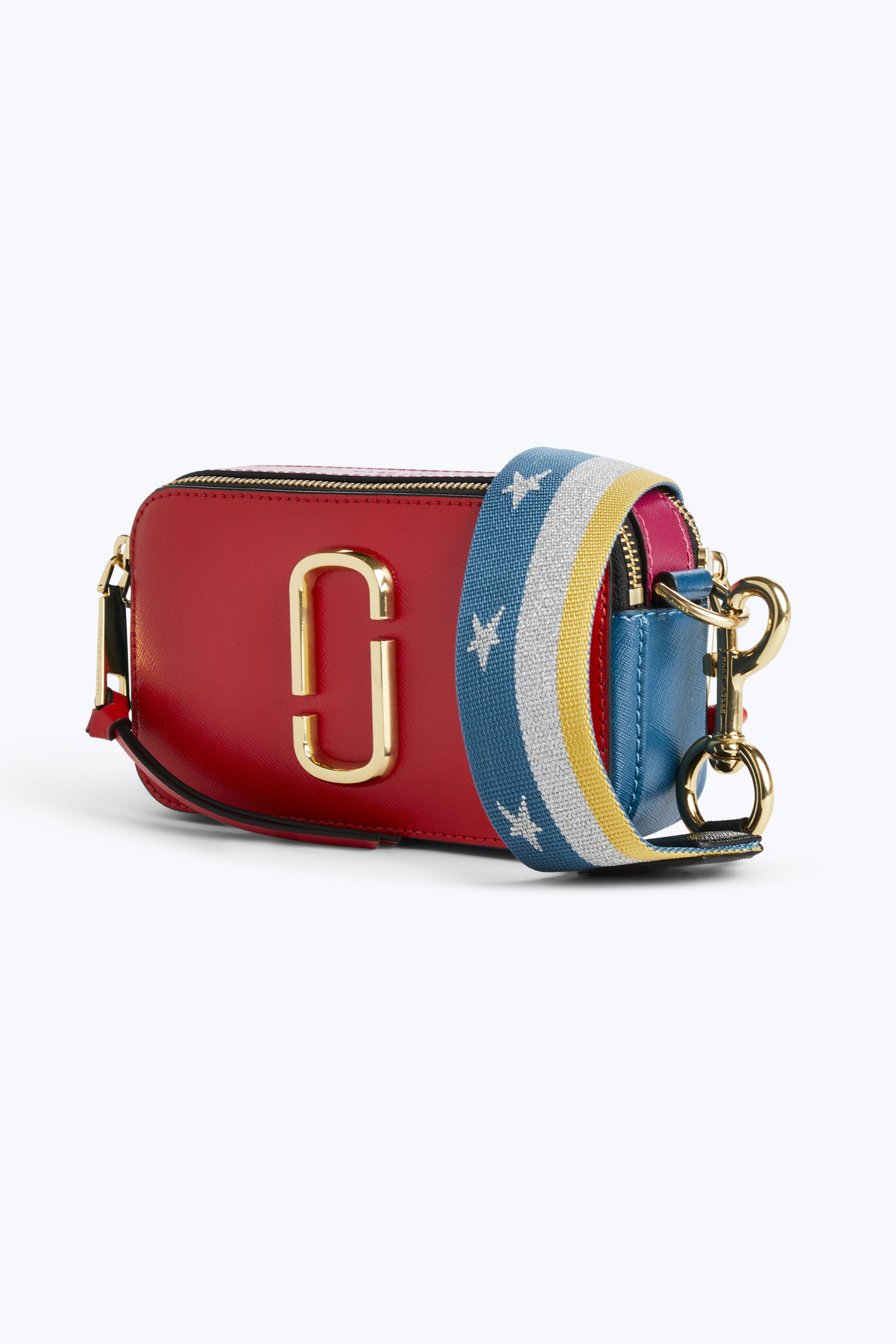 MARC JACOBS Snapshot ColorBlock TexturedLeather Shoulder Bag in Lava