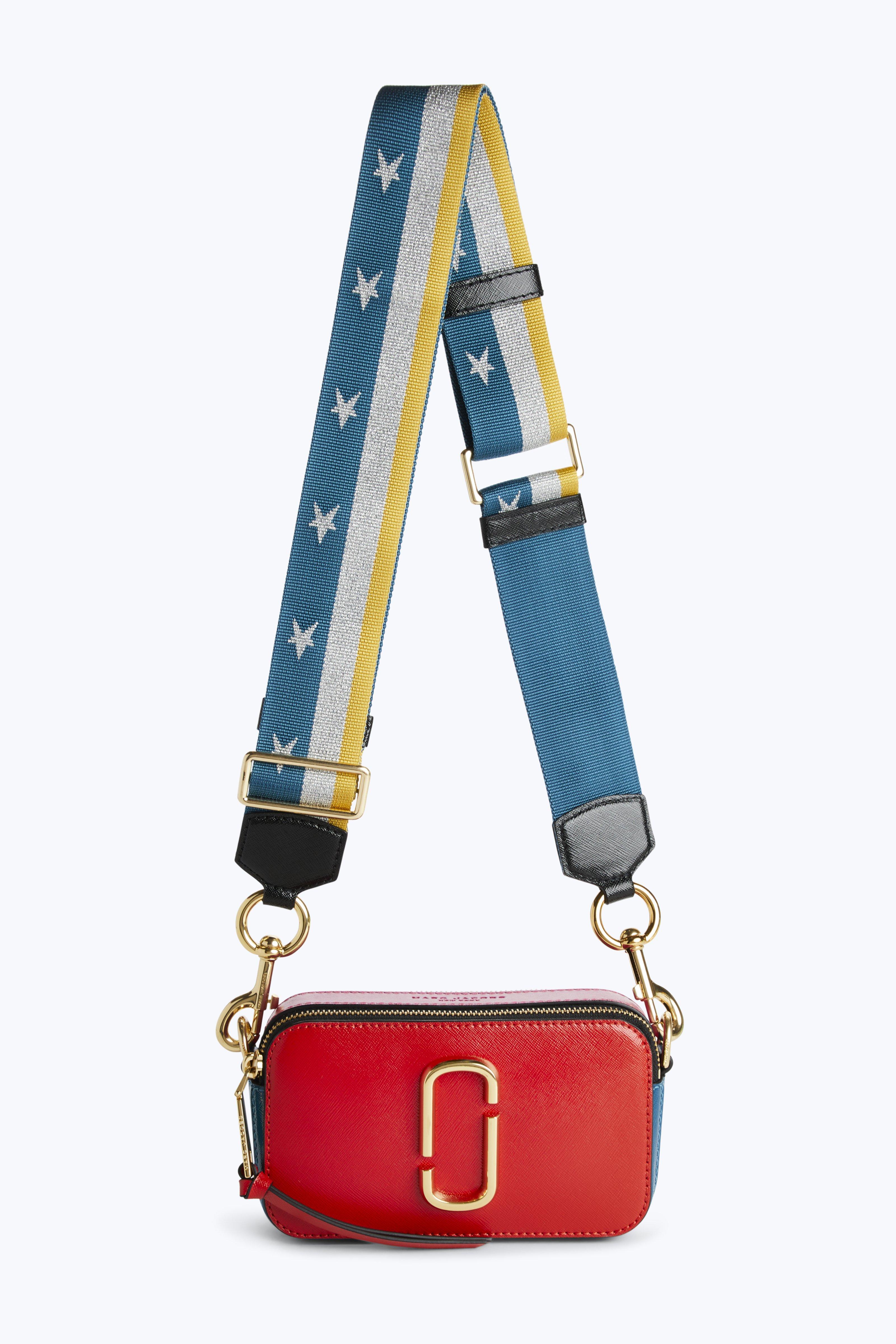MARC JACOBS Snapshot ColorBlock TexturedLeather Shoulder Bag in Lava Red Multi ModeSens