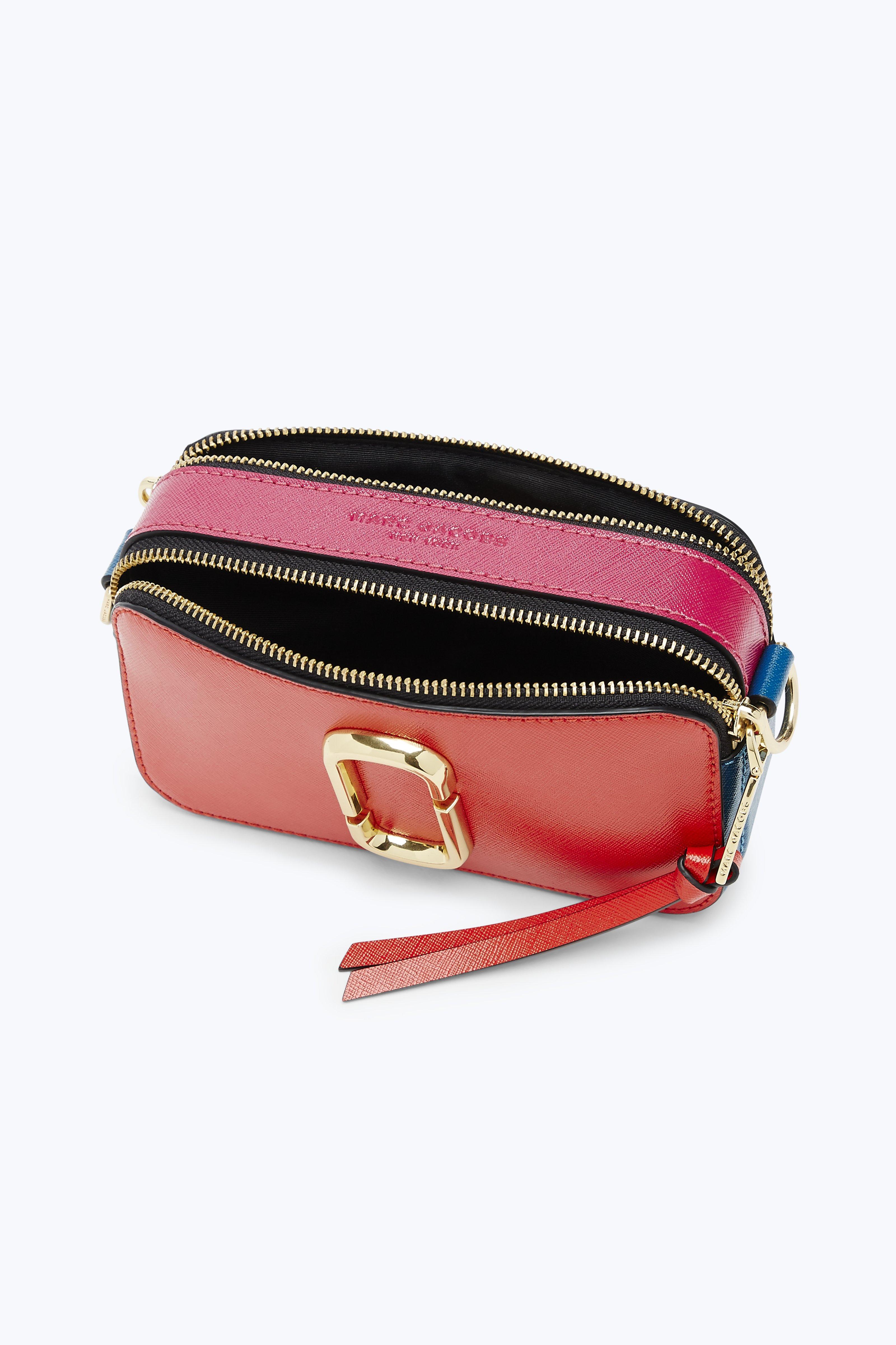 MARC JACOBS Snapshot ColorBlock TexturedLeather Shoulder Bag in Lava