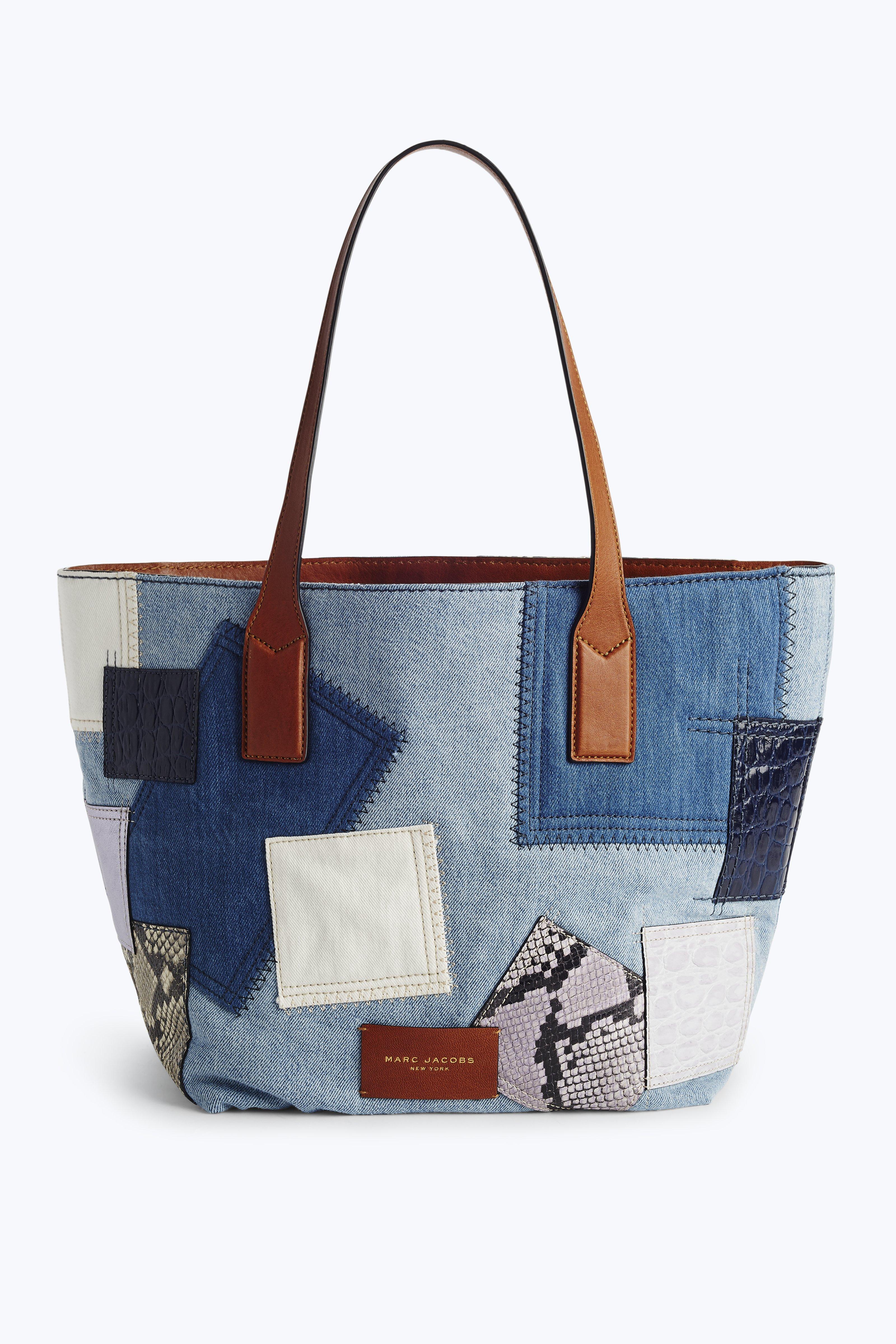 MARC JACOBS Wingman Denim Patchwork Tote Bag, Multi in Denim Multi