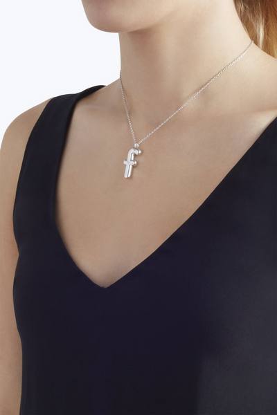 Bubbly F Pendant Necklace-Alternate view