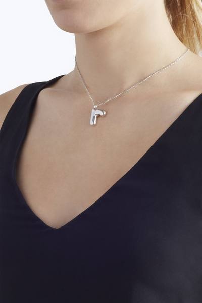 Bubbly R Pendant Necklace-Alternate view