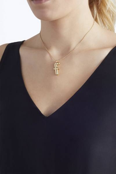 Bubbly F Pendant Necklace-Alternate view