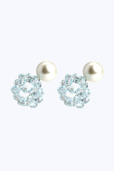 Crystal Ball Pearl Earrings