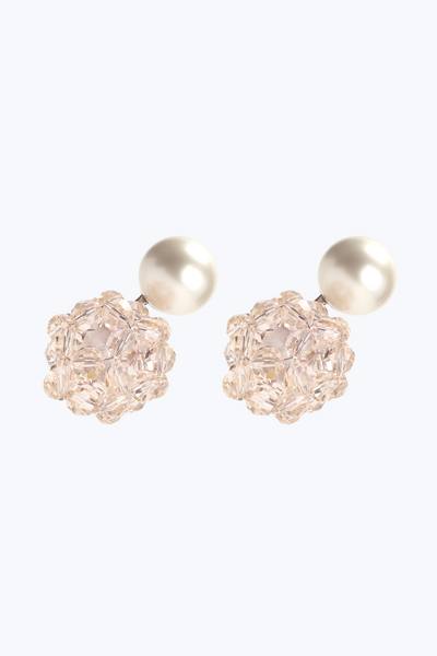 Crystal Ball Pearl Earrings