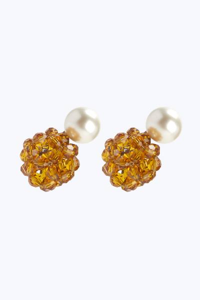 Crystal Ball Pearl Earrings