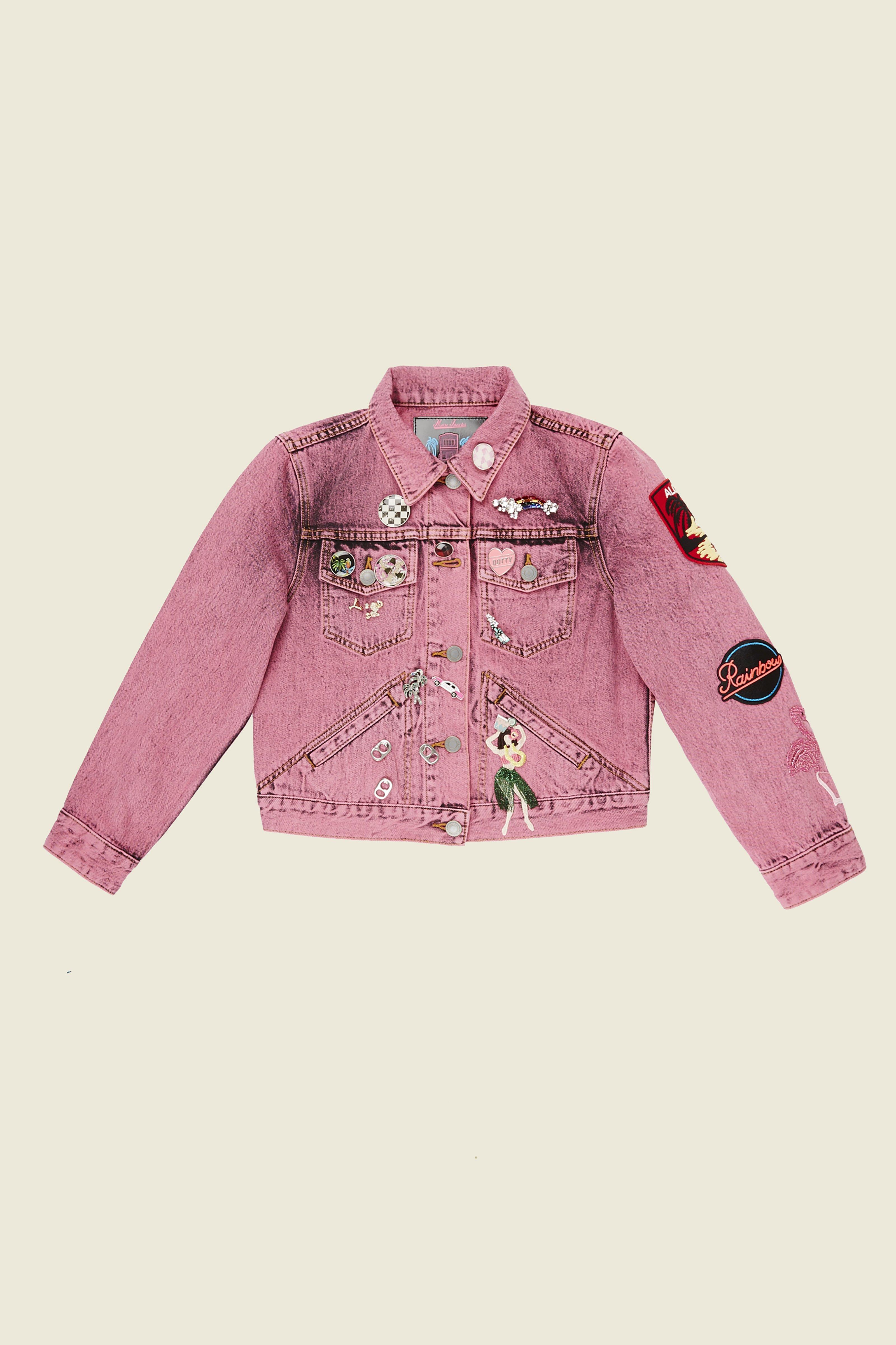 MARC JACOBS Shrunken Denim Jacket With Pink Embellishments in Bright