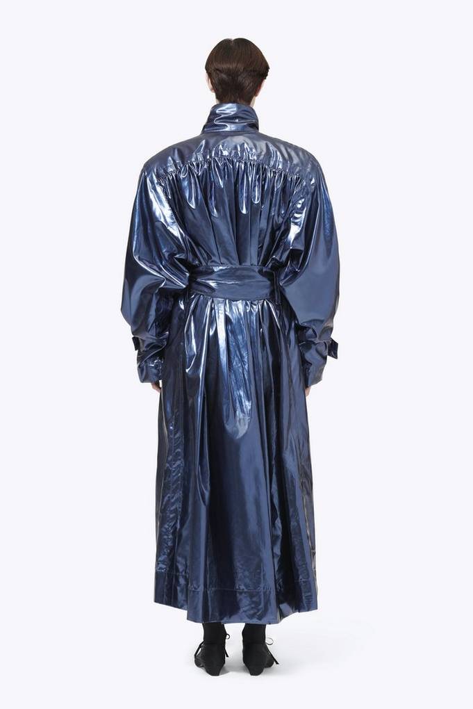 Vinyl Funnel-Neck Trench Coat