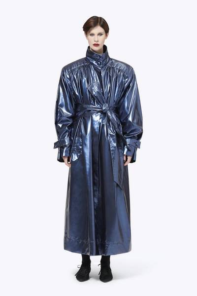 Vinyl Funnel-Neck Trench Coat