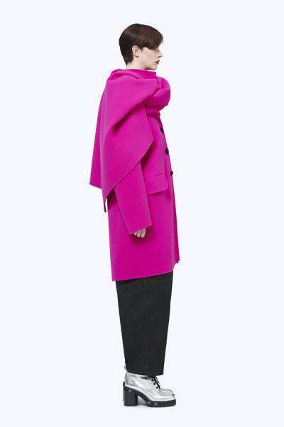 Notch-Collar Coat with Hood Scarf-Alternate view