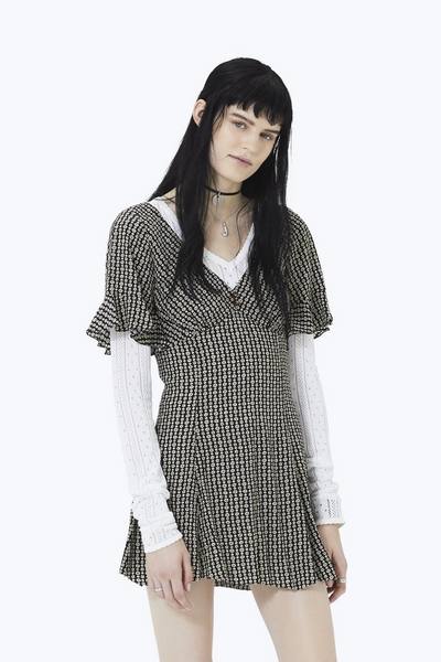Flower Chain Ruffle Mini Dress