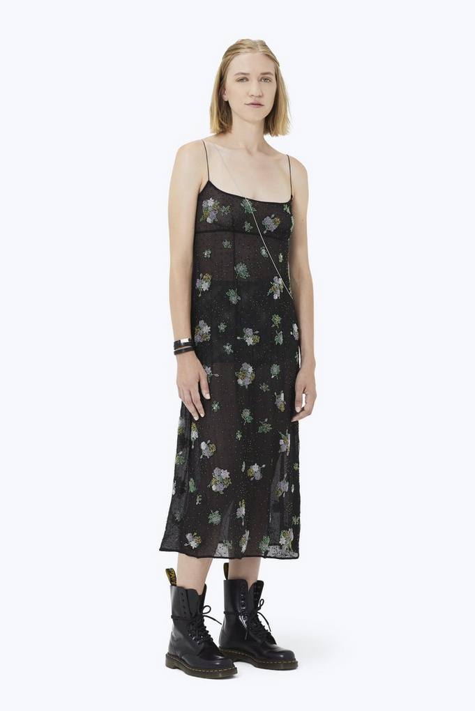 Floral Embroidered Chiffon Dress