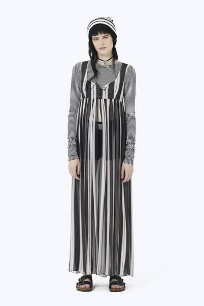 Striped Empire-Waist Chiffon Dress