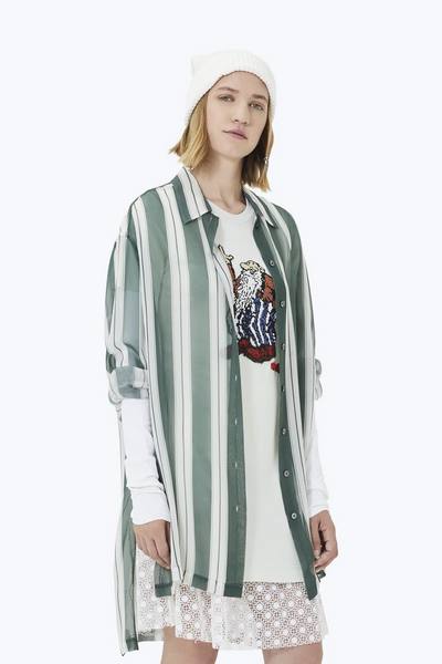 Oversized Striped Button-Down