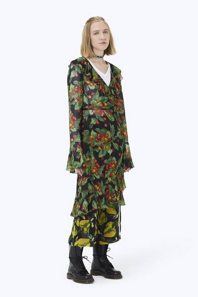 Printed Bell-Sleeve Wrap Dress