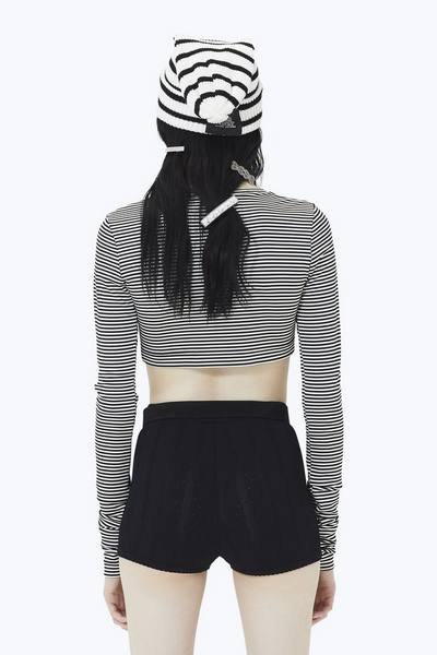 Striped Long-Sleeve Crop Top-Alternate view