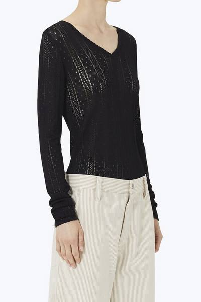 Pointelle V-Neck Sweater-Alternate view