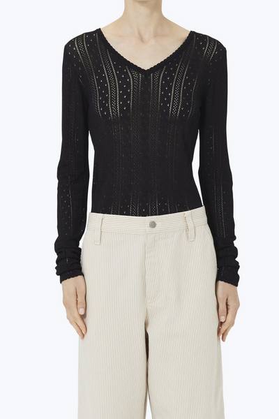 Pointelle V-Neck Sweater