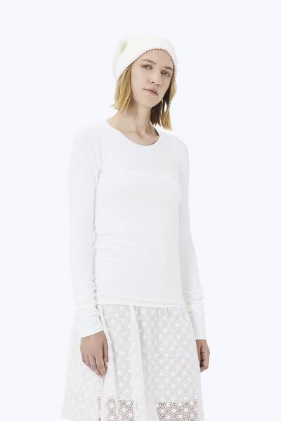 Stretch Pointelle Crewneck Sweater