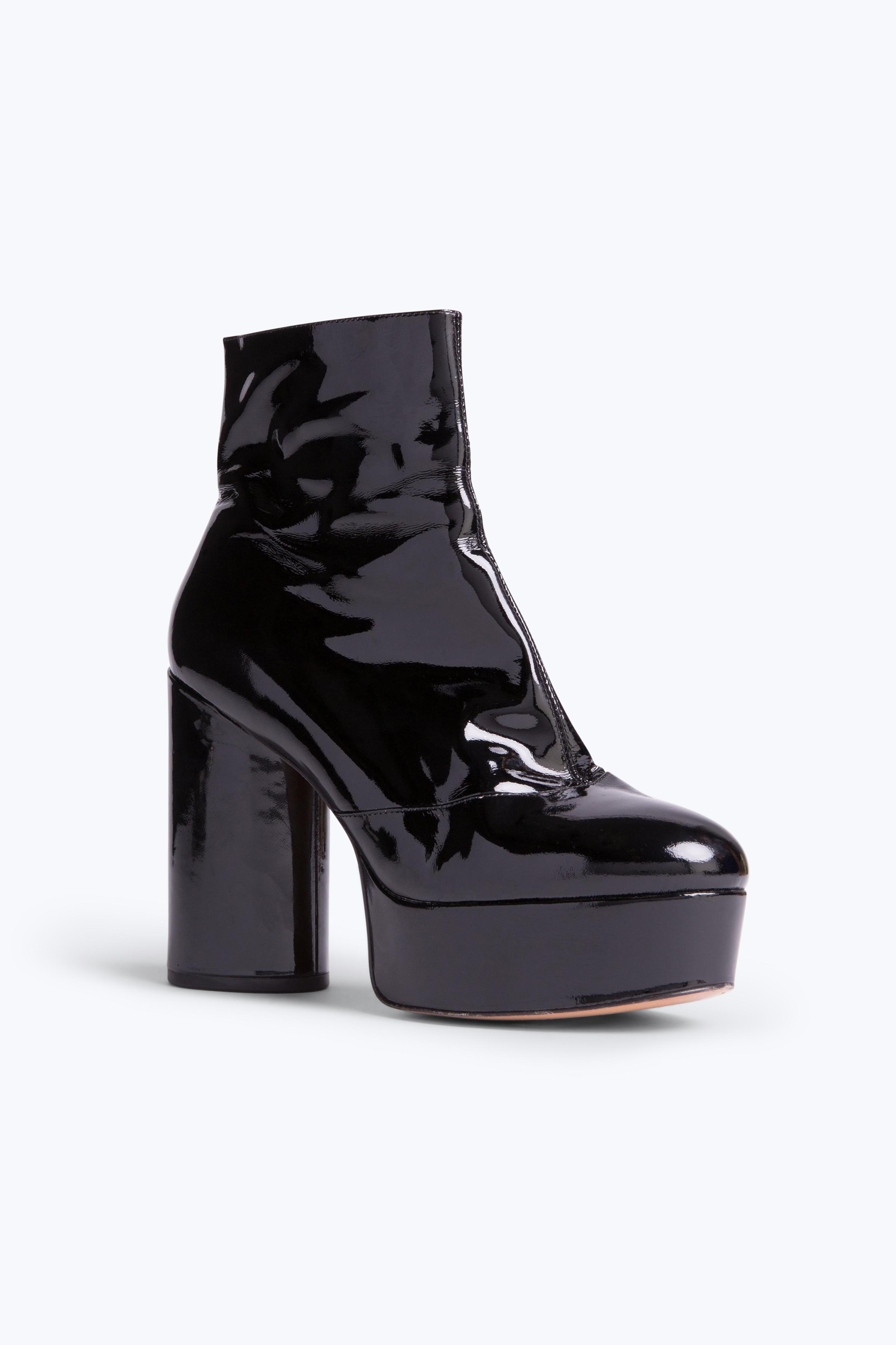 MARC JACOBS Amber Patent Leather Platform Ankle Boots in Black | ModeSens