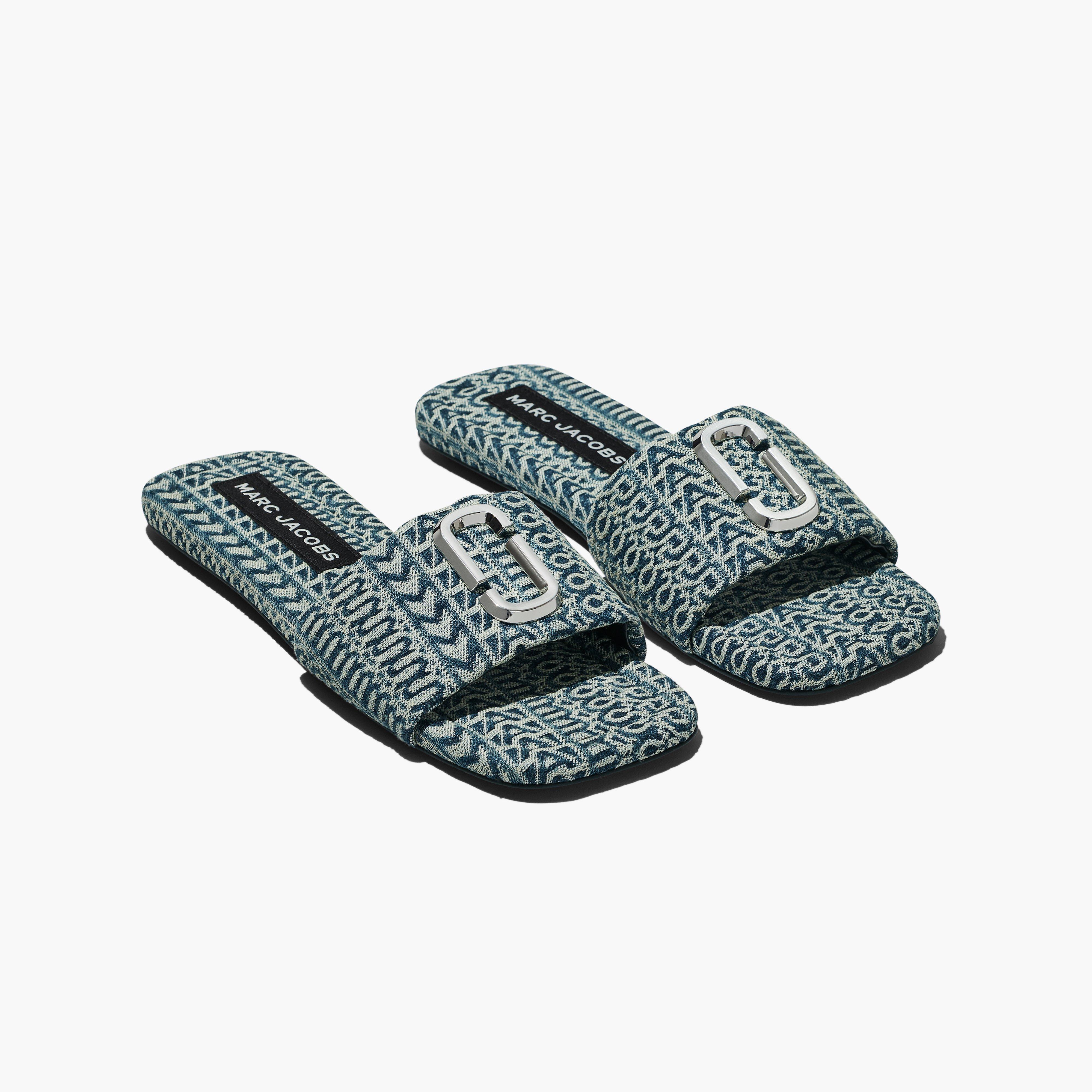 The J Marc Washed Monogram Denim Sandal - SUN FADED DENIM