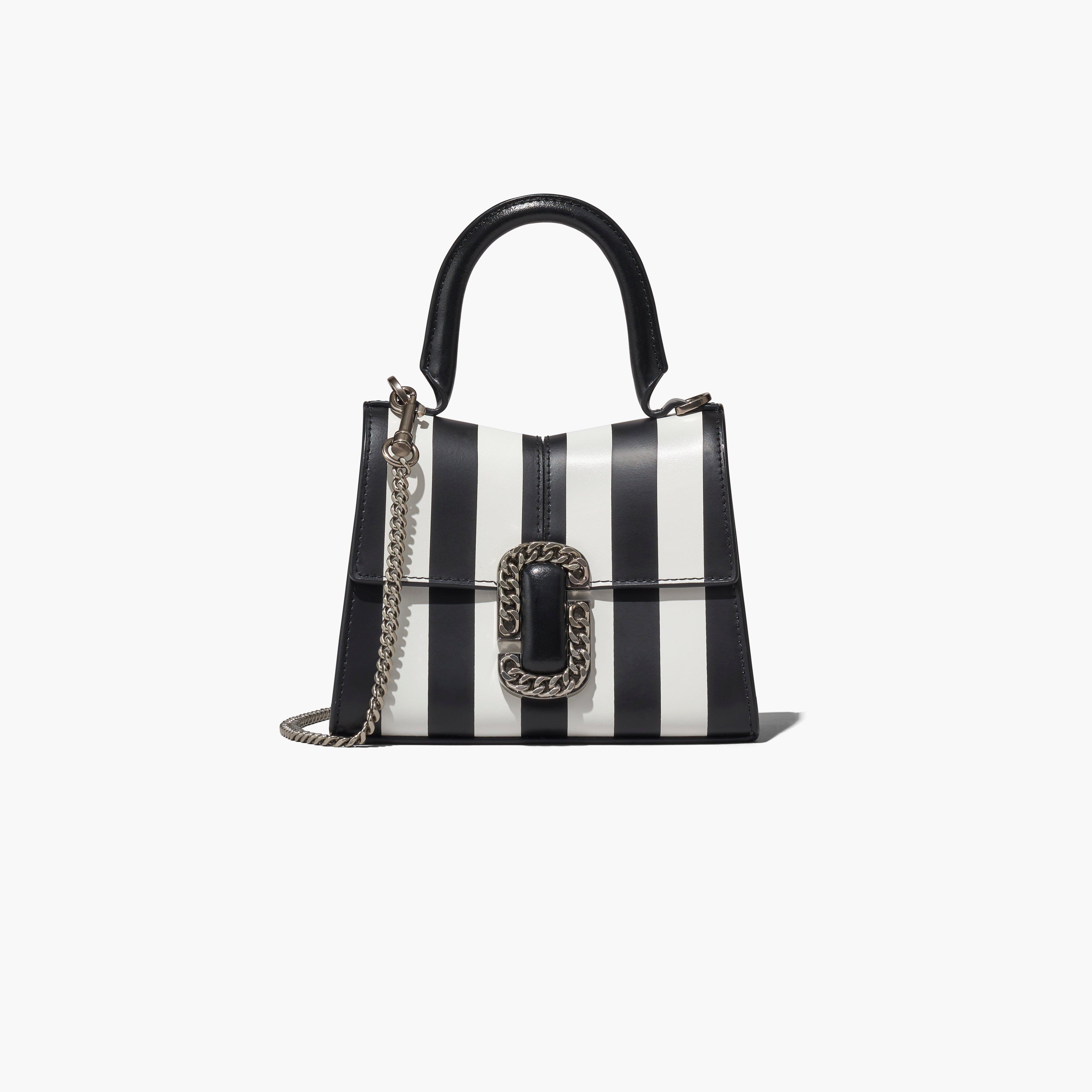 The Striped St. Marc Mini Top Handle - BLACK/WHITE