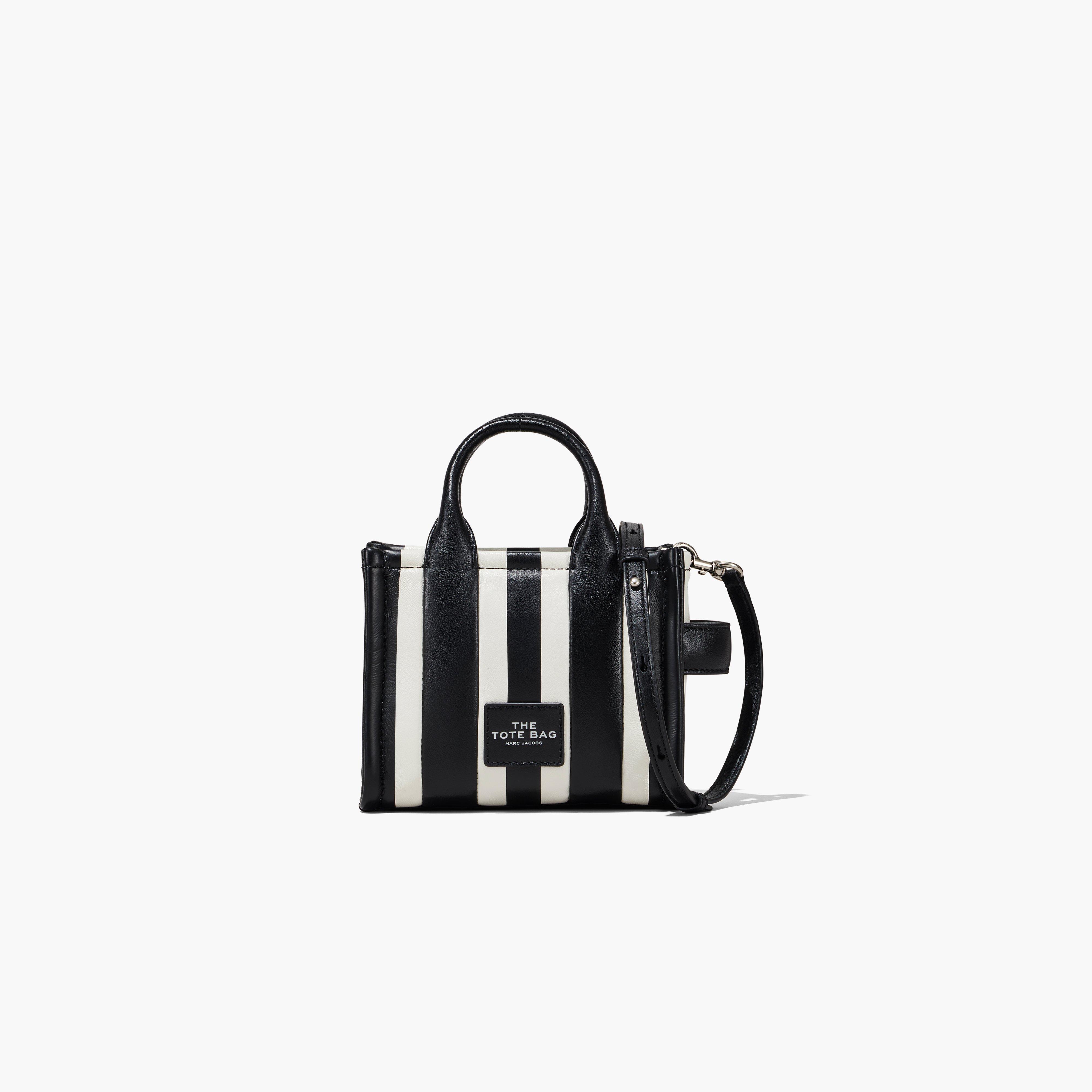 The Striped Micro Tote Bag - BLACK/WHITE