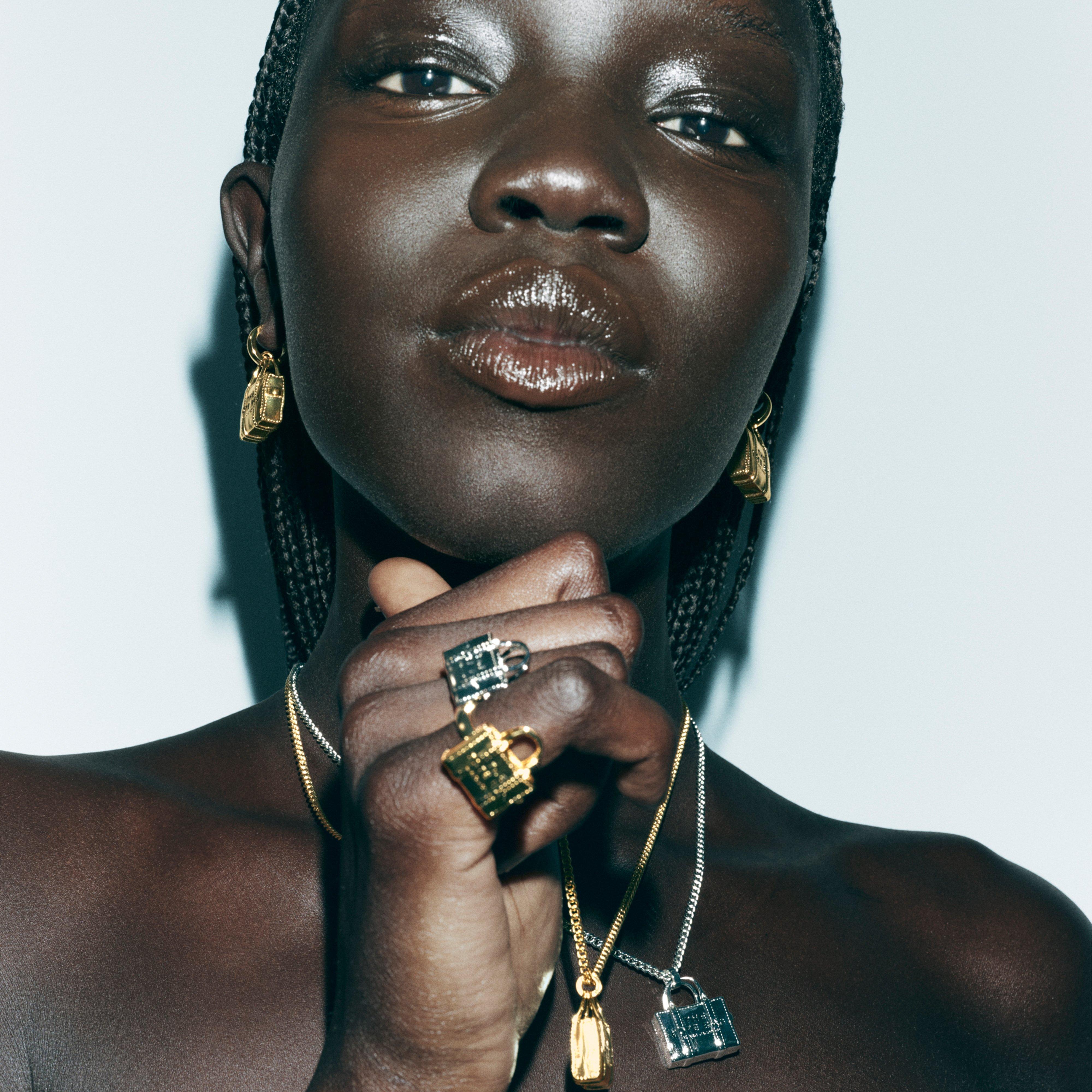 The Tote Bag Necklace - LIGHT ANTIQUE GOLD--Alternate view