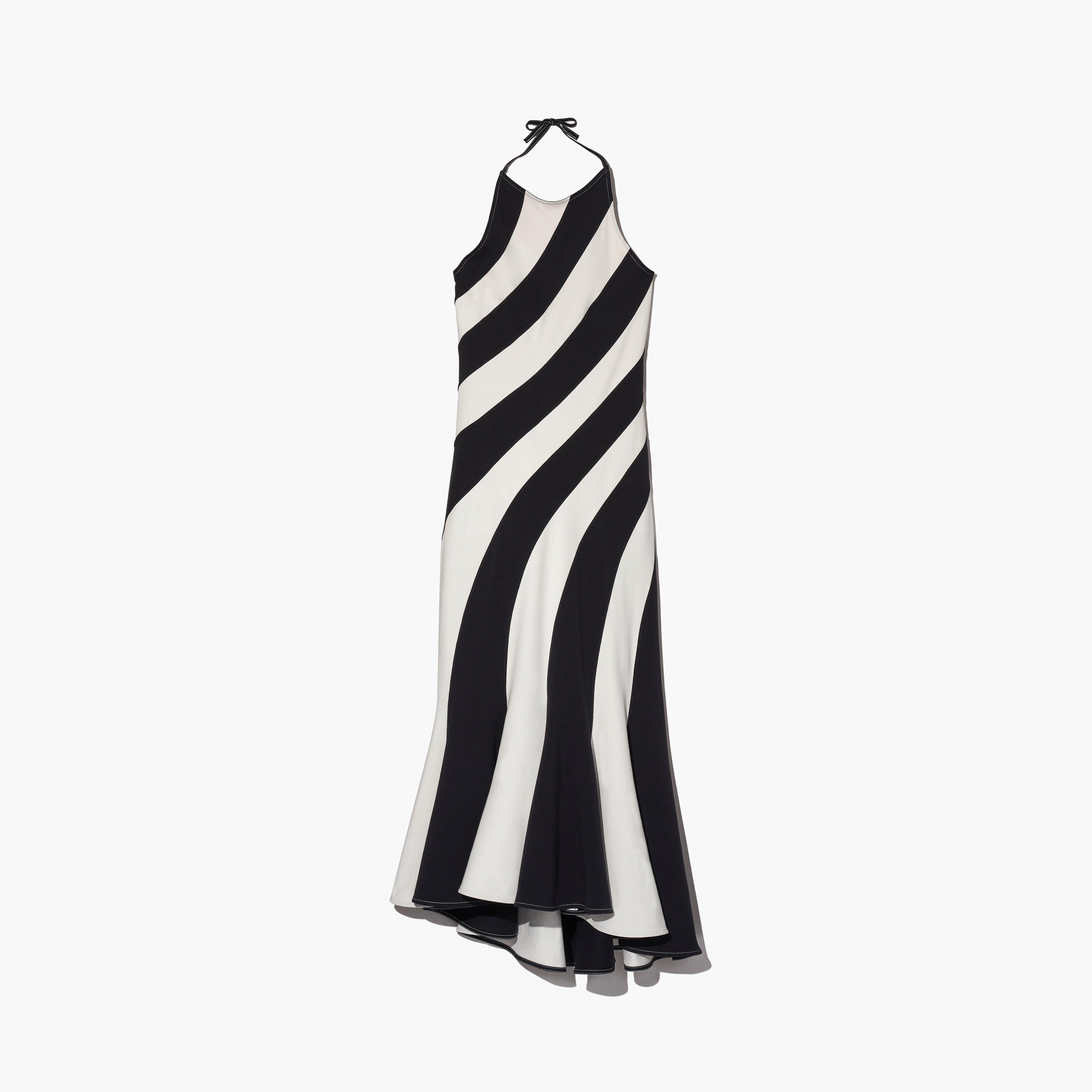 The Wave Halter Dress - BLACK/IVORY